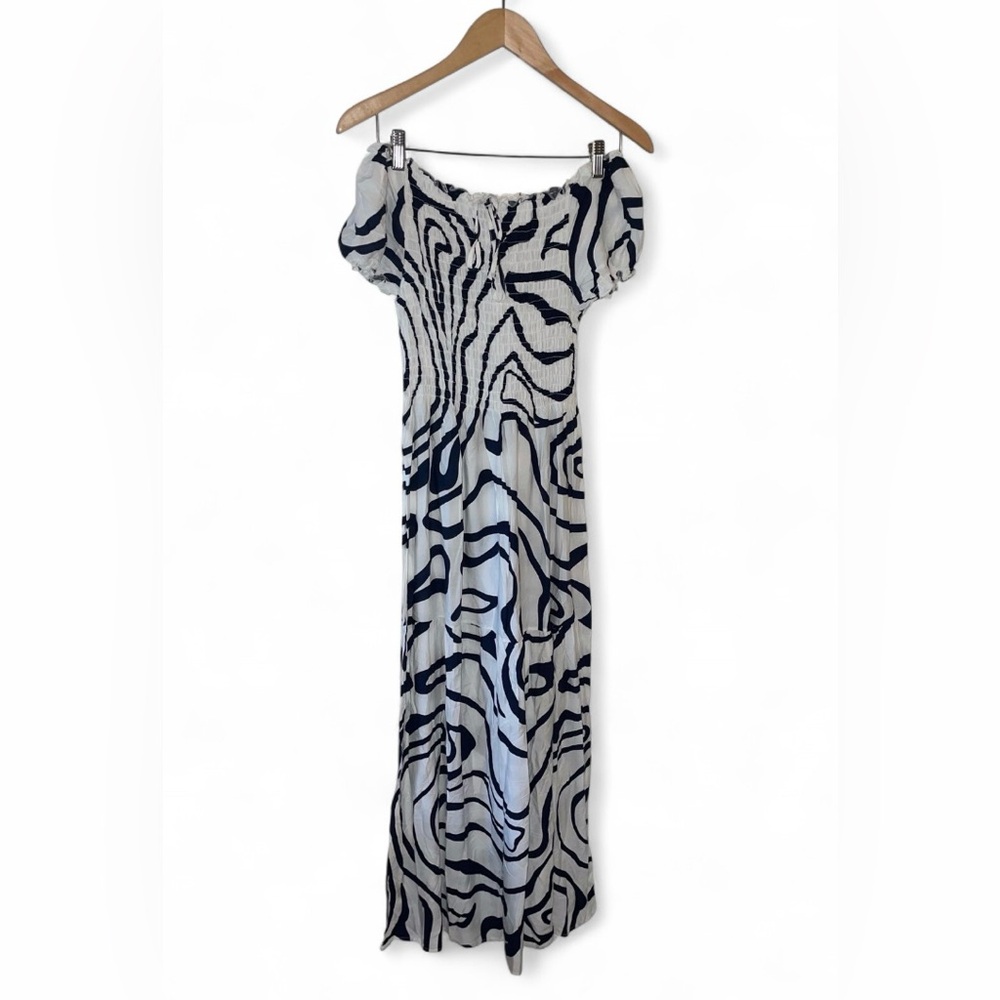 Kindred Anthropologie Sundress Black/white zebra print maxi sun dress Large NWT